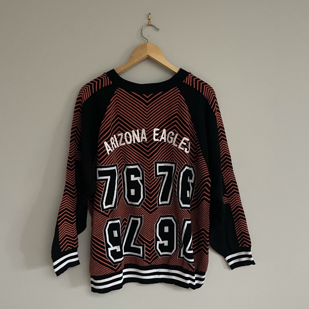 Black and Orange Oversized Crewneck Knit Sweater